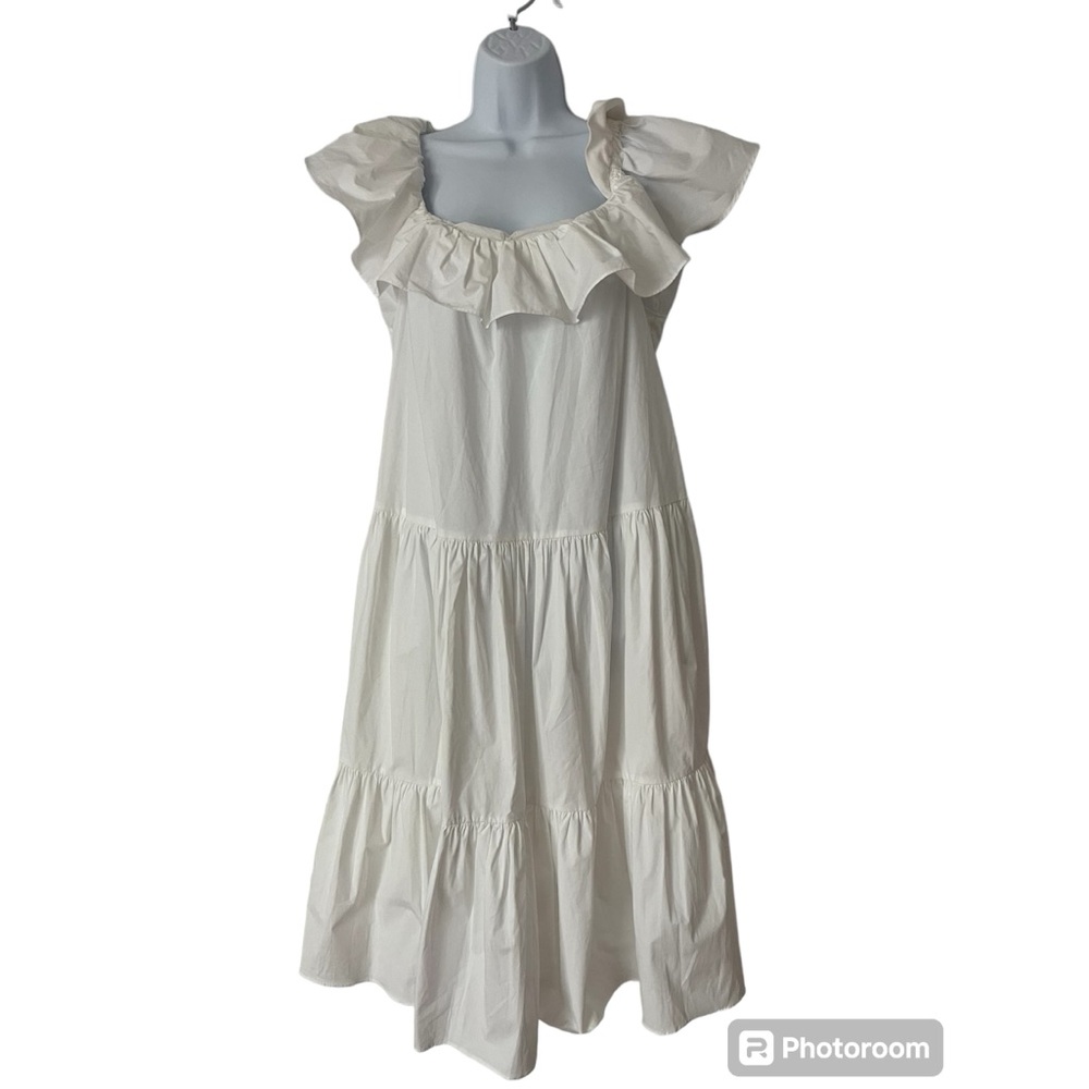 Trina Turk White Ruffle Summer Dress size L